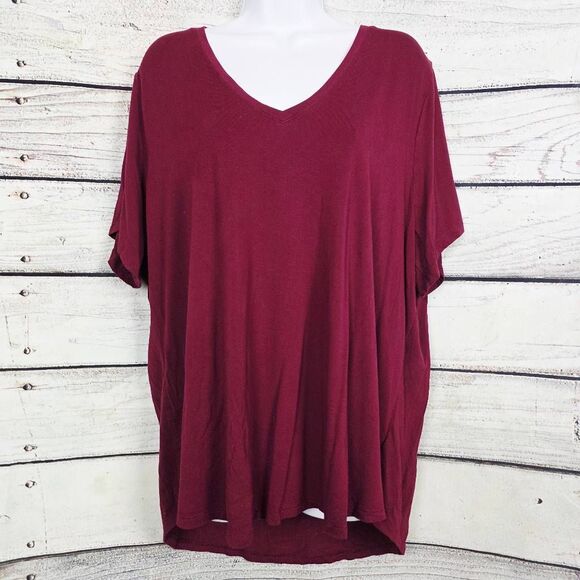 Maurices 24/7 Plaid Short Sleeve Top Black Red White XL - Picture 1 of 6